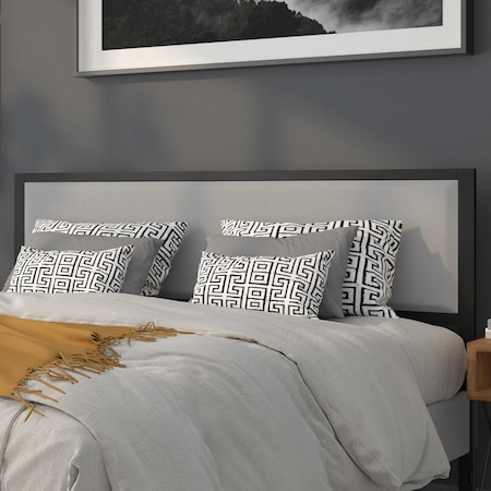 Flash Furniture Melbourne Metal Upholstered King Size Headboard in Light Gray Fabric HG-HB1717-K-LG-GG